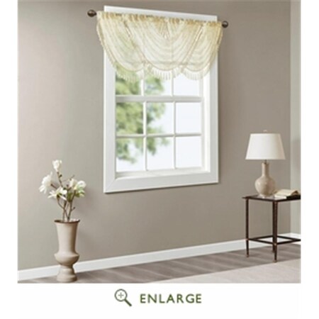 Madison Park 38 x 46 in. Irina Diamond Sheer Embroidered Waterfall Valance, Ivory MP41-4937